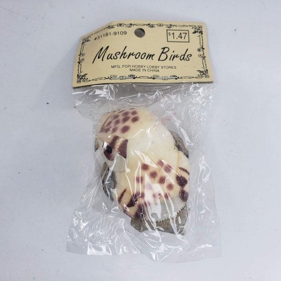 Vintage Mushroom Birds Owl Floral Arrangement Craft Wedding Decor - Picture 1 of 3